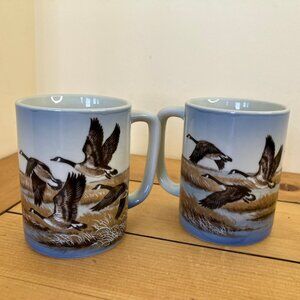 Otagiri Canada Geese Coffee Mugs Set of 2 Vintage Made in Japan 8 oz Ceramic